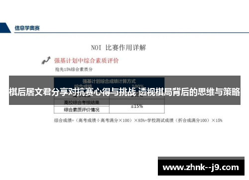 棋后居文君分享对抗赛心得与挑战 透视棋局背后的思维与策略